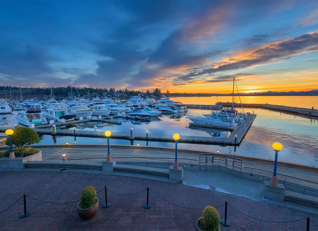 Bellevue, WA - Sunset Over Yarrow Bay in Kirkland Washington