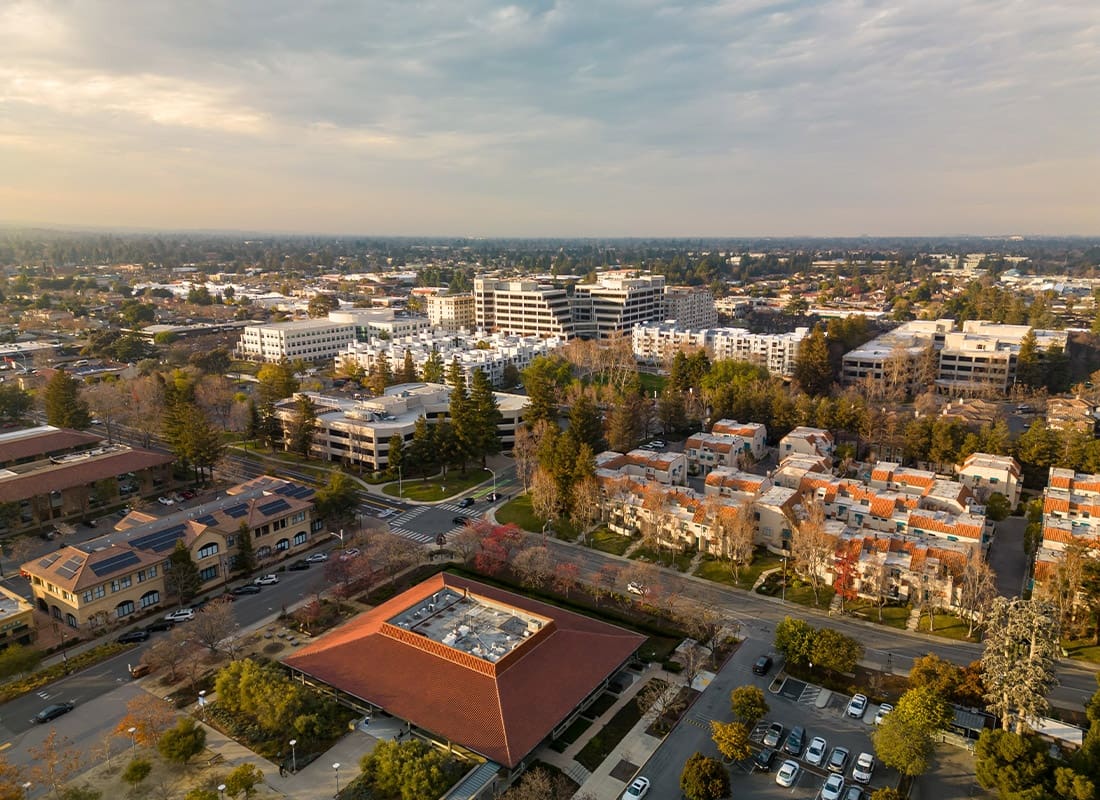 Cupertino, CA - Aerial View of City Hall of Cupertino, CA
